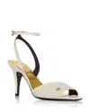 Valentino Ivory Goat Leather Stiletto Sandal With Striped Strap In Ivory