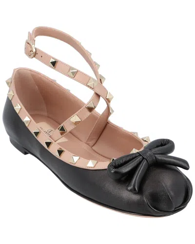 Pre-owned Valentino Garavani Valentino Women's Lambskin Rockstud Ballet Flat (authentic Pre-loved)
