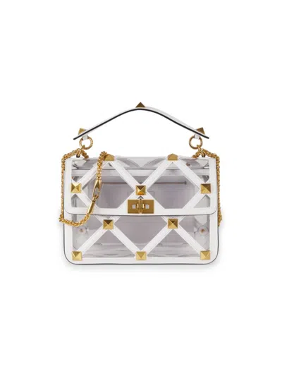 Valentino Garavani Women's Large Rockstud Leather Satchel In Transparent White