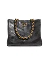 Valentino Garavani  Garavani Laseine Shopping Bag In Nappa Leather With A Chevron Pattern W In Neutral