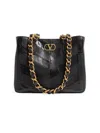 Valentino Garavani Women's Laseine Small Shopping Bag In Chevron-patterned Nappa Leather In Black