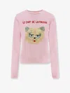 Valentino Cat-embroidered Cotton Jersey Sweatshirt In Pink