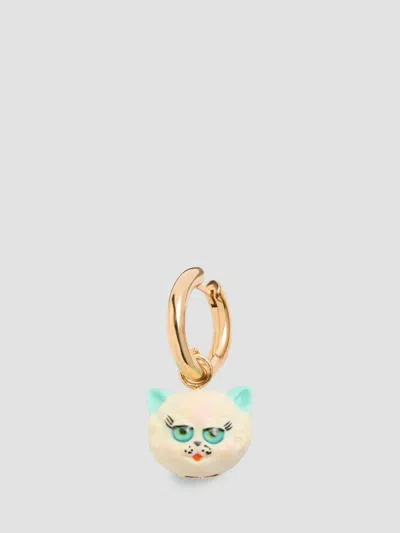VALENTINO GARAVANI WOMEN'S LE CHAT DE LA MAISON SINGLE EARRING IN METAL AND NYLON