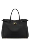 Valentino Garavani Borsa Tote In Pelle Nera Con Manici E Tracolla Women