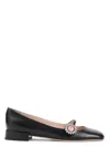 Valentino Embellished Leather Mary Jane Flats In Black