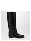 Valentino Garavani Black Leather Biker Rockstud Boots