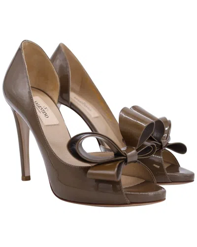 Valentino Garavani Valentino Women's Leather Bow Peep Toe D'orsay Pump