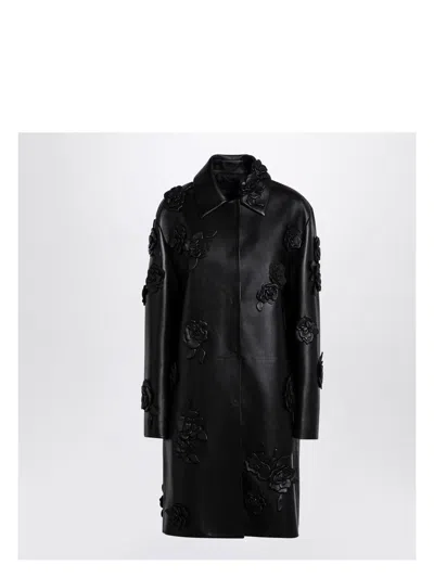 Valentino Women's Leather Coat With Embroidery