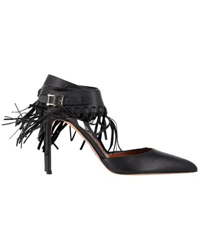 Valentino Garavani Valentino Women's Leather Fringed Ankle Strap Pump (authentic Pre-loved) In Black
