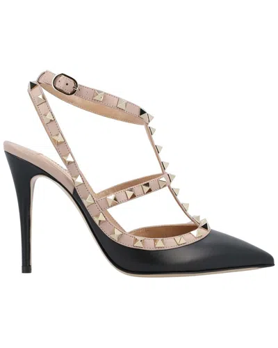 Valentino Garavani Valentino Women's Leather Gold-tone Rockstud (authentic Pre-loved) In Black