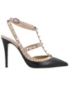 Valentino Women's Leather Gold-tone Rockstud (authentic Pre-loved) In Black