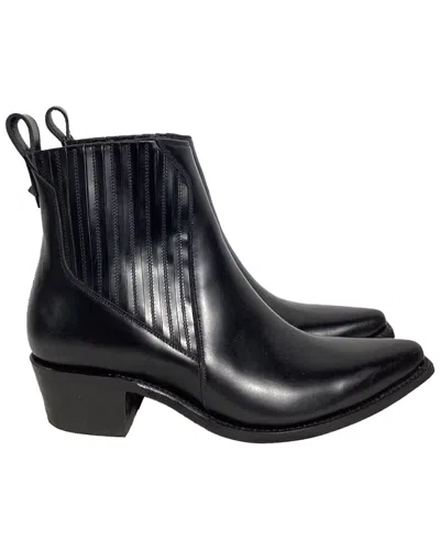 Pre-owned Valentino Garavani Valentino Women's Leather Ranch Ankle Cowboy Boot (authentic Pre-loved) In Black