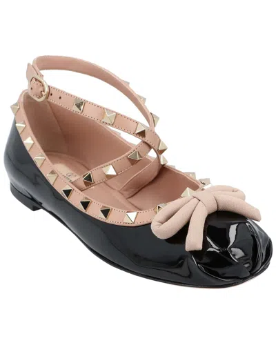 Pre-owned Valentino Garavani Valentino Women's Leather Rockstud Ballerina Flat, Never Worn (authentic Pre-loved) In Black