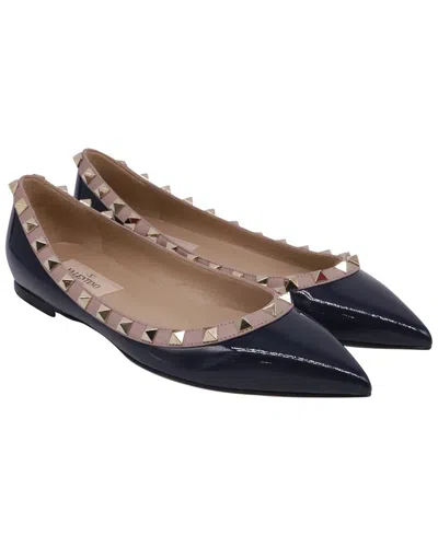 Pre-owned Valentino Garavani Valentino Women's Leather Rockstud Ballet Flat (authentic Pre-loved) In Black