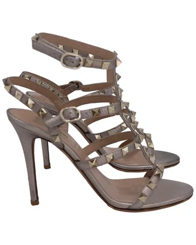 Valentino Garavani Valentino Women's Leather Rockstud Caged 100 Sandal (authentic Pre-loved) In Brown