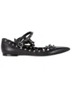 Valentino Women's Leather Rockstud Caged Strap Ballet Flat (authentic Pre-  Loved) In Black