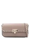 Valentino Women's Leather Rockstud Crossbody Bag In Powder