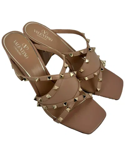 Pre-owned Valentino Garavani Valentino Women's Leather Rockstud Heeled Mule (authentic Pre-loved)