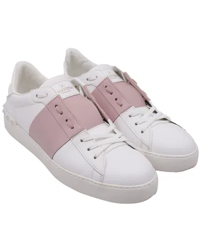 Pre-owned Valentino Garavani Valentino Women's Leather Rockstud Low Top Sneaker (authentic Pre-loved) In White