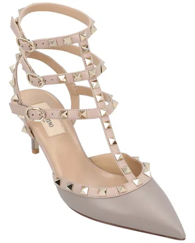 Valentino Garavani Valentino Women's Leather Rockstud Pointed-toe Pump (authentic Pre-loved) In Gray