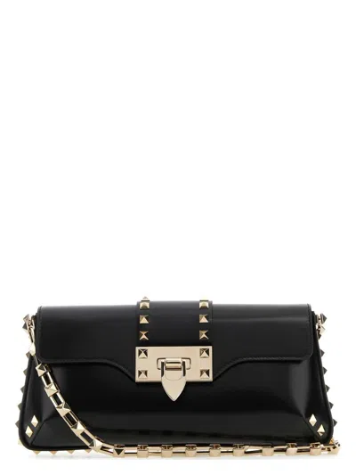Valentino Garavani Women's Leather Rockstud Shoulder Bag In Black