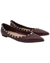 Valentino Women's Leather Rolling Rockstud Ballet Flat (authentic Pre-loved) In Burgundy