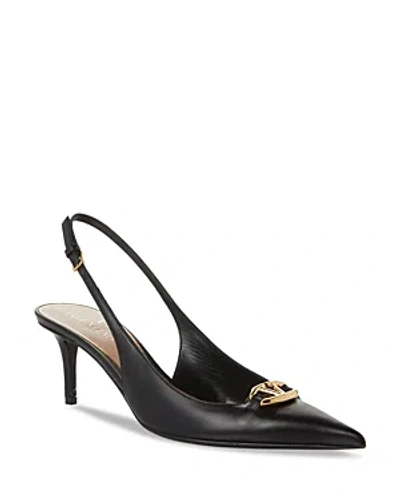 Valentino Garavani Slingback Vlogo The Bold Edition Black Calfskin Pumps
