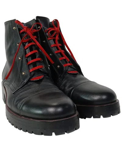 Valentino Garavani Valentino Women's Leather Studded Lace-up Combat Boot (authentic Pre-loved) In Black