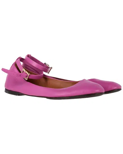 Valentino Garavani Valentino Women's Leather Tan-go Ankle-strap Ballerina Flat (authentic Pre-  Loved) In Purple