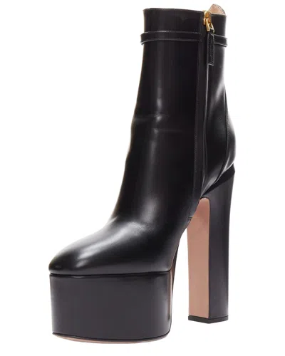 Pre-owned Valentino Garavani Valentino Women's Leather Tango Buckle Platform Boot (authentic Pre-loved)