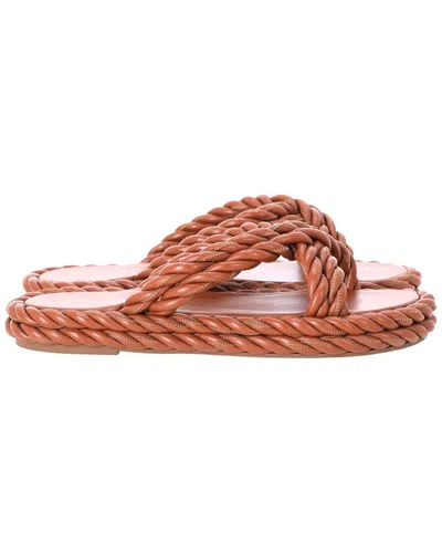 Valentino Garavani Valentino Women's Leather The Rope Twisted Strap Sandal (authentic Pre-loved) In Brown