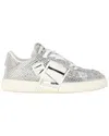 Valentino Women's Leather Vl7n Crystal-embellished Low-top Sneaker, Size 41  (authentic Pre-loved) In Gray