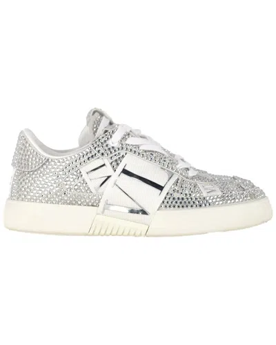 Valentino Garavani Valentino Women's Leather Vl7n Crystal-embellished Low-top Sneaker, Size 41  (authentic Pre-loved) In Gray