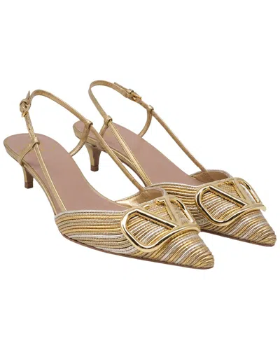 Pre-owned Valentino Garavani Valentino Women's Leather Vlogo Slingback Pump (authentic Pre-loved)