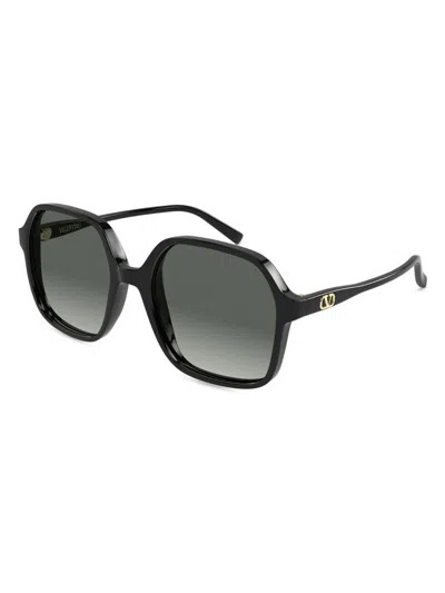 Valentino Women's Light 58mm Square Sunglasses In Black