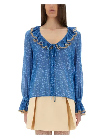 VALENTINO WOMEN'S LIGHT GEORGETTE PRINT PLUSDEPOIS SHIRT