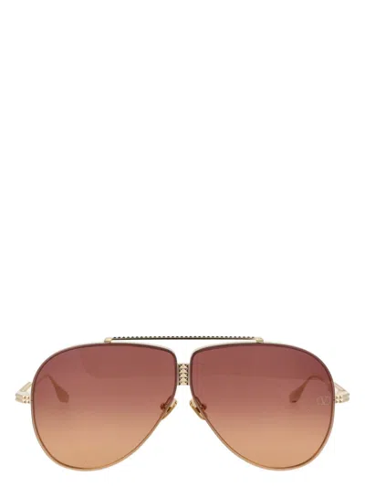 Valentino Garavani Light Gol Titanium Sunglasses In Orange