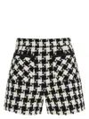 Valentino Womens Avorio Nero Houndstooth High-rise Tweed Woven Shorts In White