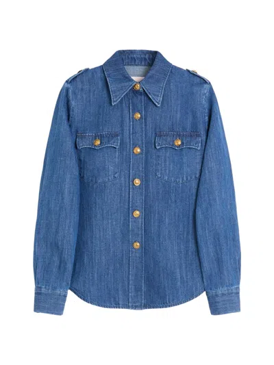 Valentino Women's Lightweight Denim Shirt In Blue