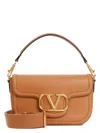 Valentino Almond Beige Shoulder Bag With Magnetic Flap And Signature V Logo In Nude & Neutrals