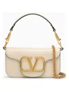 Valentino Ivory Leather Small Shoulder Handbag With Vlogo Signature For Women In White