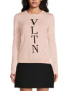 Valentino Long Sleeve Crew-neck Sweater In Blush