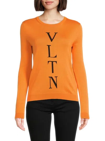 Valentino Women's Logo Crewneck Sweater In Orange