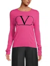 Valentino Women's Logo Crewneck Sweater In Pink