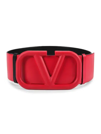 Valentino Garavani Women's Logo Leather Reversible Belt In Red