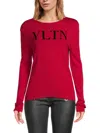 Valentino Long Sleeve Crew-neck Sweater In Pink