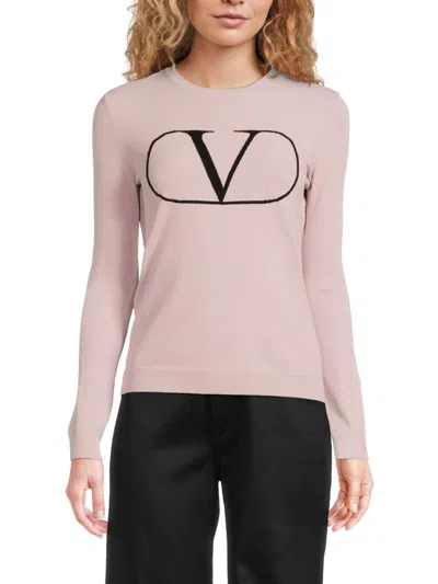 Valentino Women's Logo Sweater In Blush