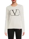 Valentino Women's Logo Virgin Wool Sweater In White