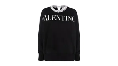 Pre-owned Valentino Women's Logoprint Longsleeve Sweatshirt In Black