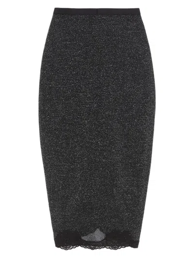 Valentino Women's Lurex Knit Skirt In Gray